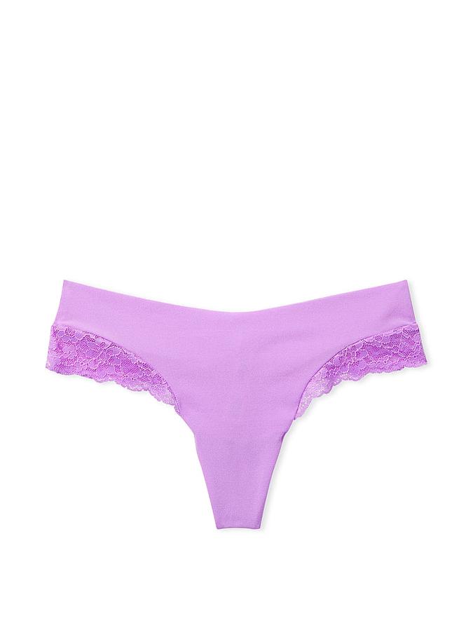 No-Show Lace-Trim Thong Panty