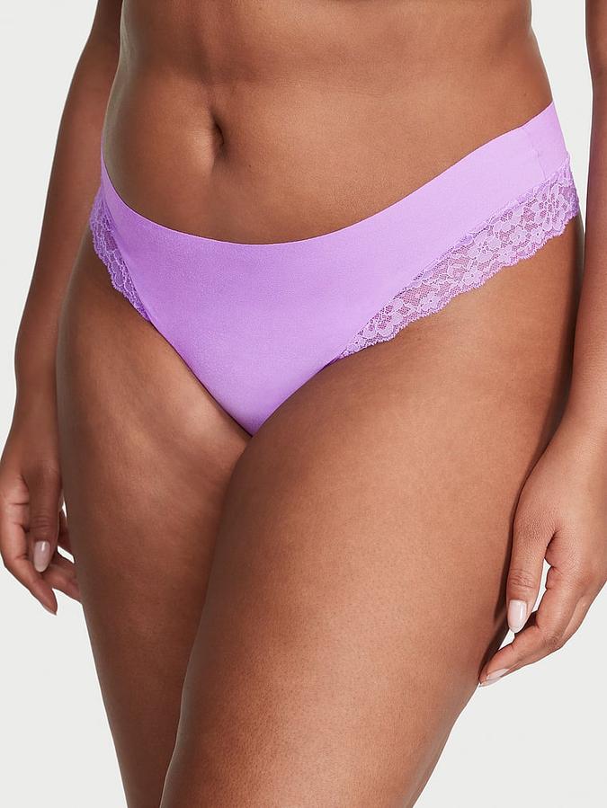 No-Show Lace-Trim Thong Panty