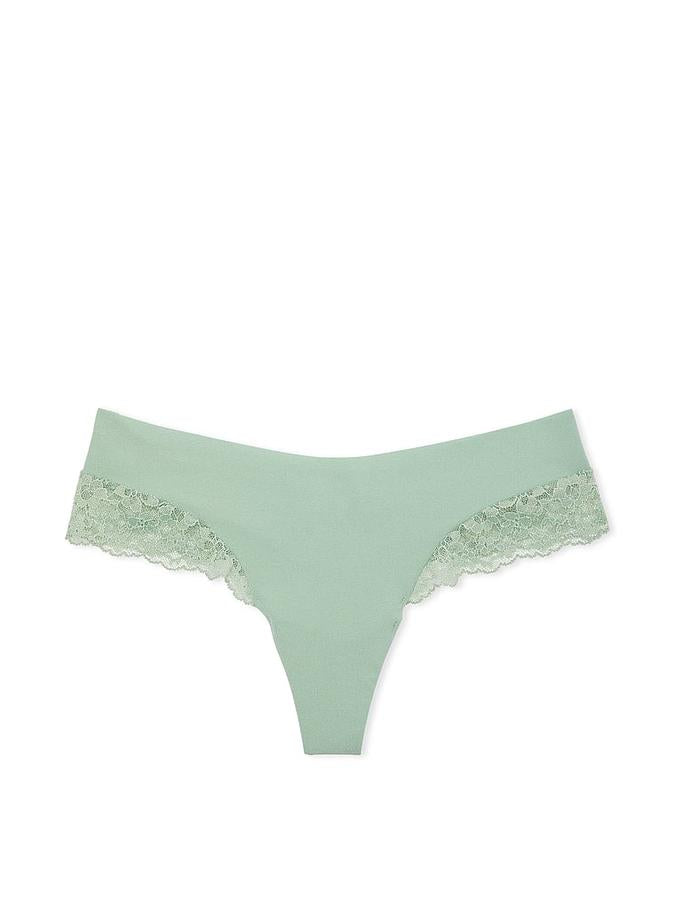 No-Show Lace-Trim Thong Panty