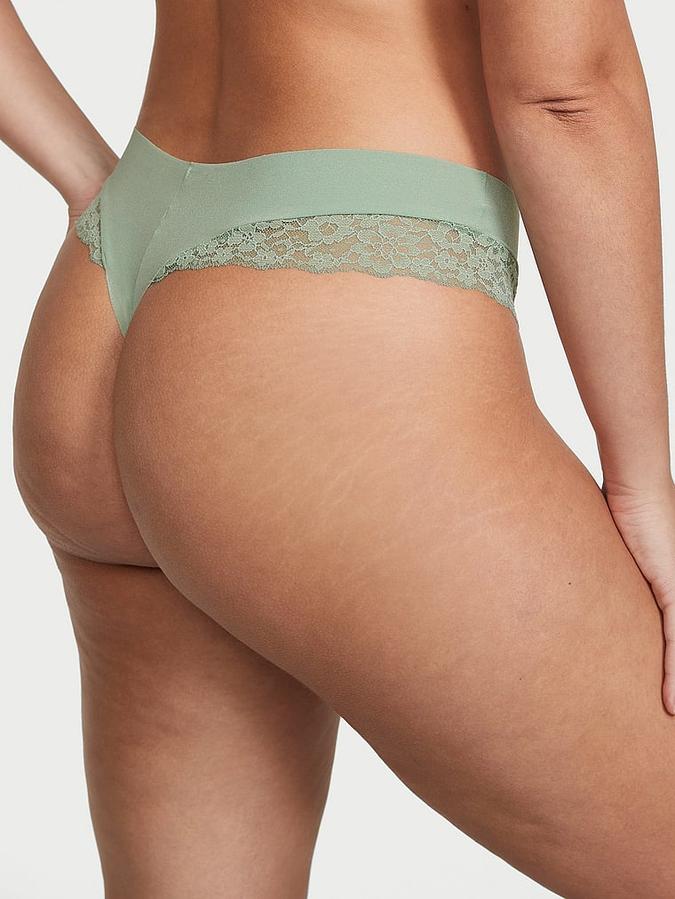 No-Show Lace-Trim Thong Panty