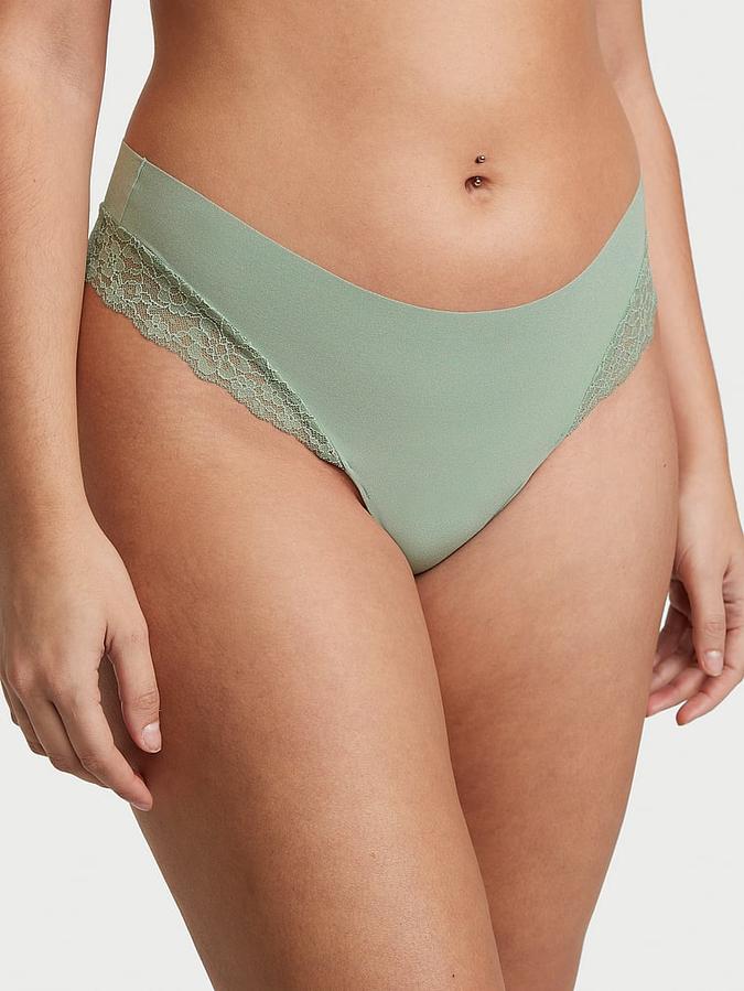 No-Show Lace-Trim Thong Panty