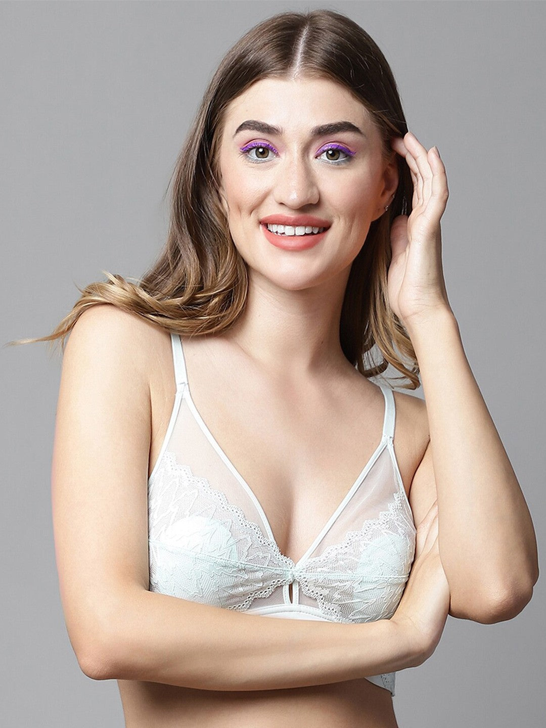 Medium Coverage Lightly Padded Lace Bralette Bra