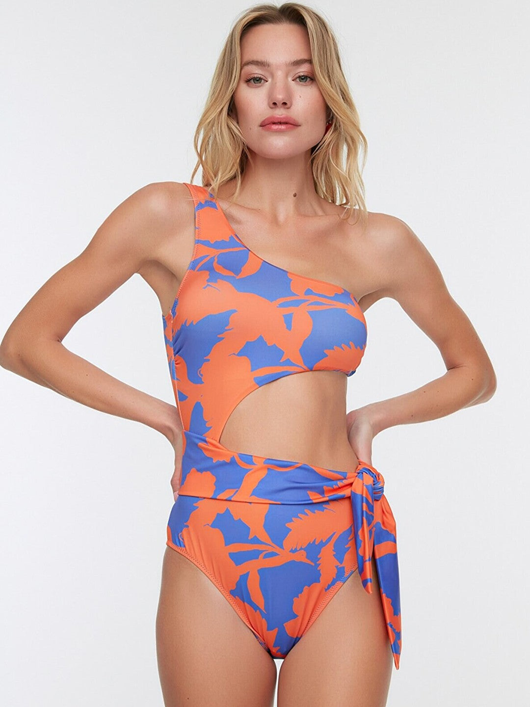 Orange & Blue Printed Swimwear