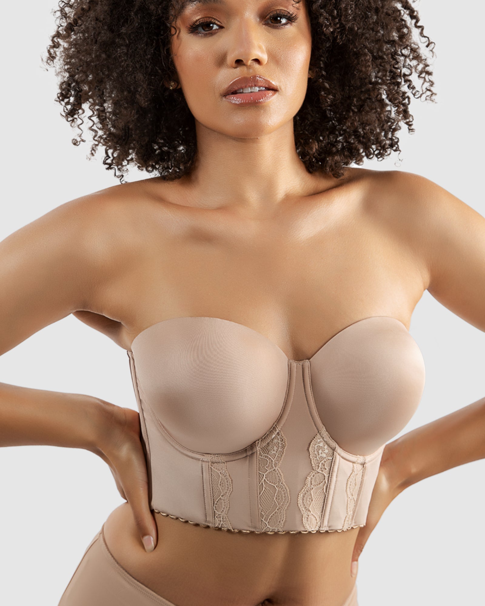 Elissa Seamless Padded Longline Strapless Bra- European Nude