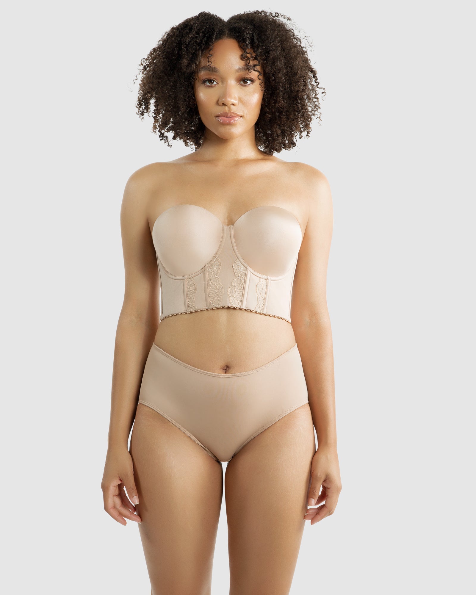 Elissa Seamless Padded Longline Strapless Bra- European Nude