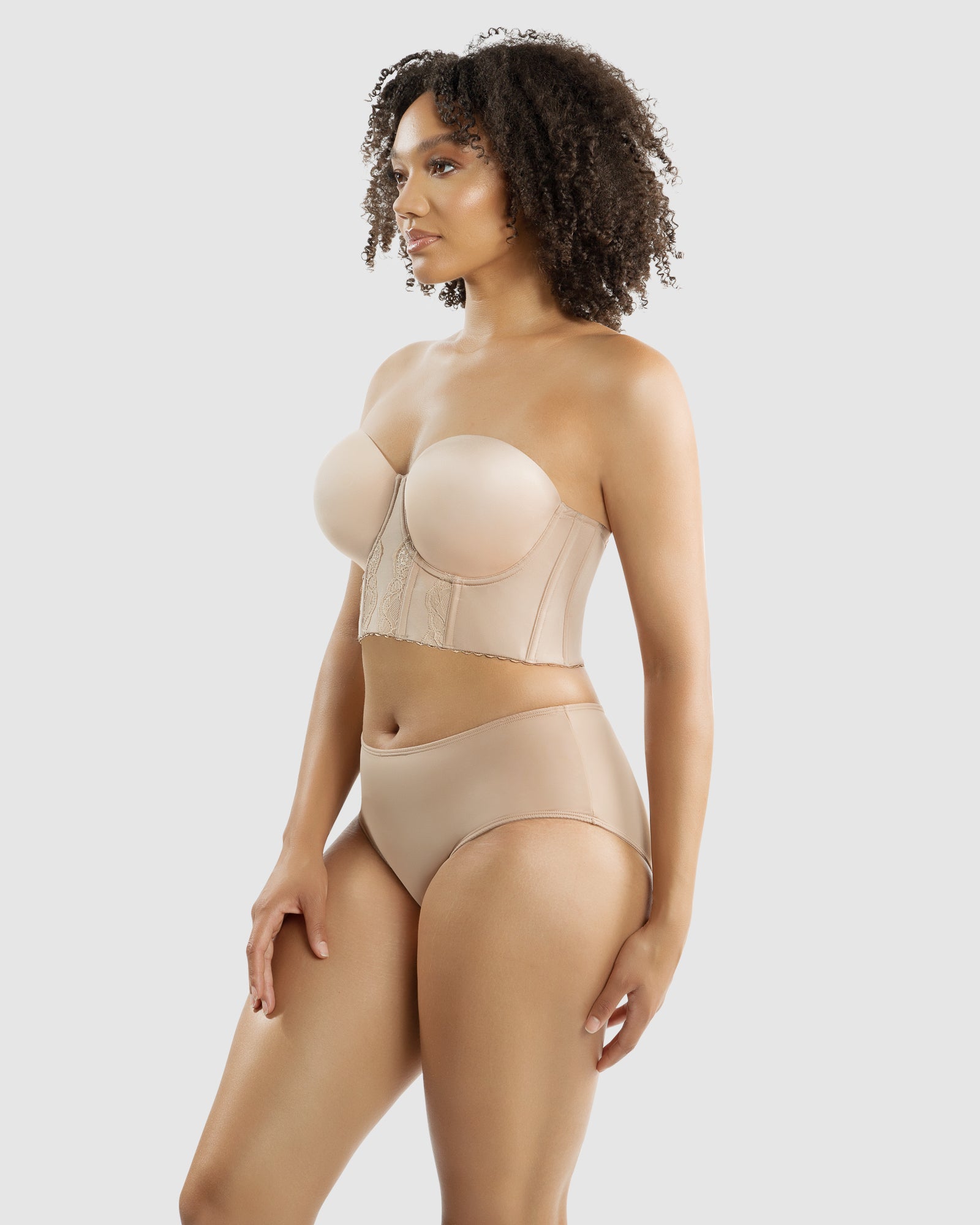 Elissa Seamless Padded Longline Strapless Bra- European Nude