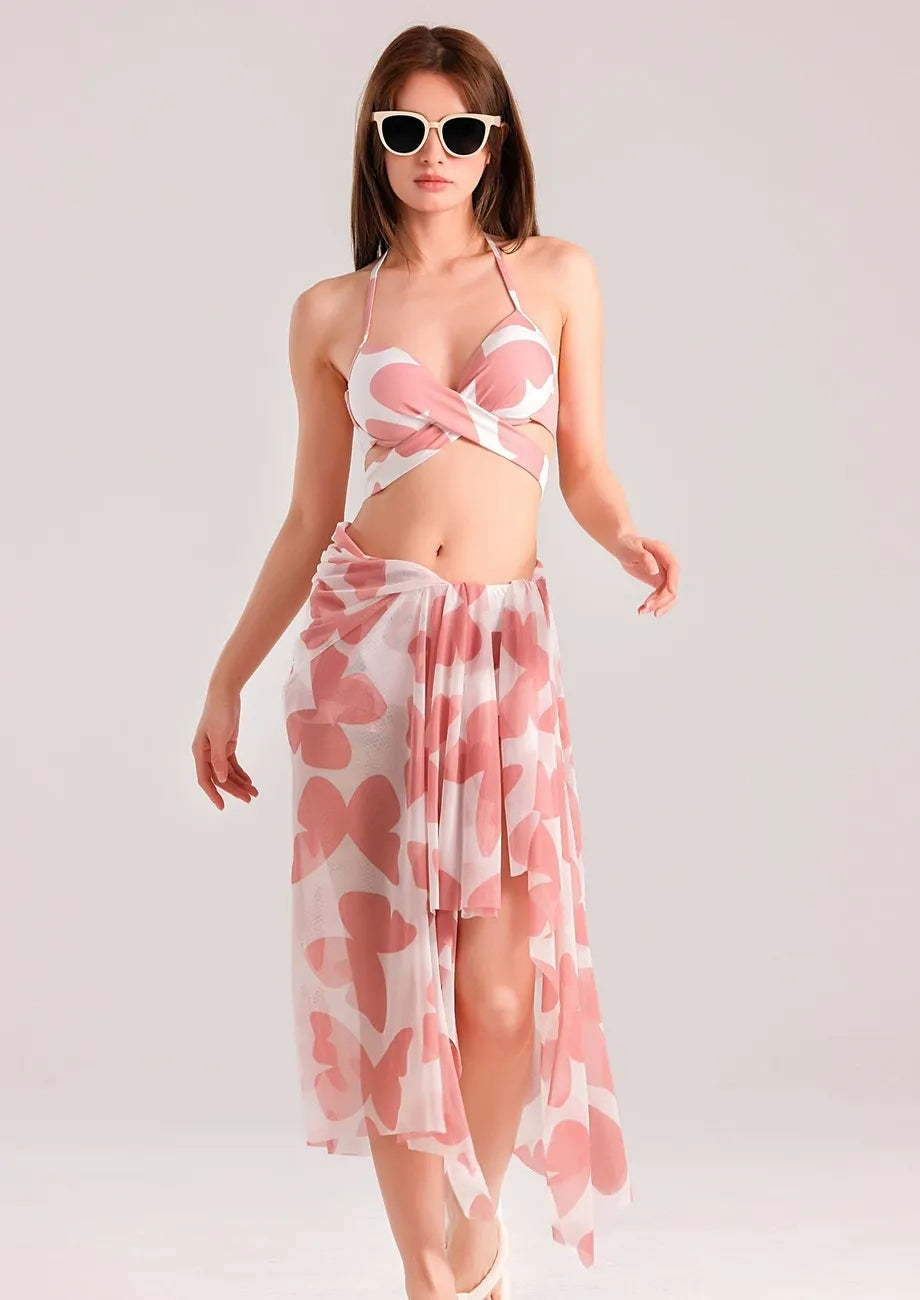 Novelty Print 3 Piece Bikini Set