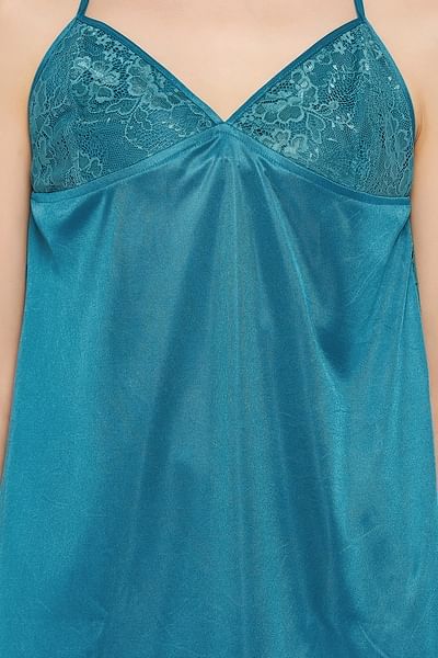 Satin Babydoll in Teal Blue